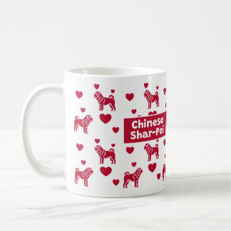 Chinesische Shar-Pei-Tasse mit roten Herzen Kaffeetasse