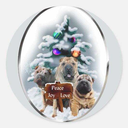 Chinesische Shar-Pei-Weihnachtsgeschenke Runder Aufkleber (Vorderseite)