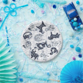 Chinesische Silvester Blaue Tierische Zodiakzeiche Pappteller (Party)