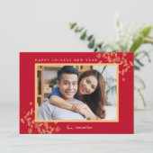 Chinesische Silvester-Foto-Weihnachtskarte Einladung (Stehend Vorderseite)