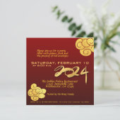 Chinesische Silvesterdrachenpapiere 2024 Goldwolke Einladung (Stehend Vorderseite)