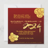 Chinesische Silvesterdrachenpapiere 2024 Goldwolke Einladung (Vorderseite)