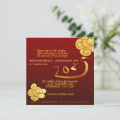 Chinesische Silvesterschlange 2025 Gold Clouds Tex Einladung (Stehend Vorderseite)