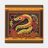 Chinesische Silvesterschlange 2025 SqM02 Magnet (Vorne)