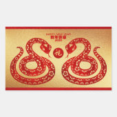 Chinesische Silvesterschlange Doppelgoldenes Papie Rechteckiger Aufkleber (Vorderseite)