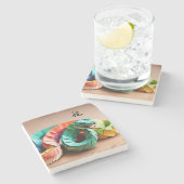 Chinesische Silvesterschlange Ideogram Zodiac Birt Steinuntersetzer (Seitenansicht)