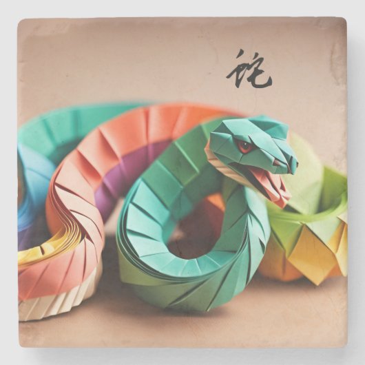 Chinesische Silvesterschlange Ideogram Zodiac Birt Steinuntersetzer (Vorderseite)