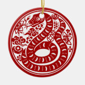Chinesische Silvesterschlange personalisierbar Keramik Ornament (Vorne)