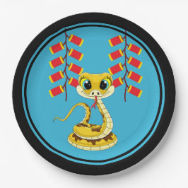 Chinesische Silvesterschlange und chinesische Feue Pappteller