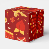 Chinesische Silvestersymbole - rot und goldfarbig Geschenkschachtel (Rückseite)