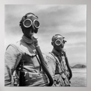 Chinesische Soldaten mit Gasmasken -1944 Poster