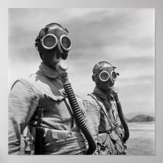 Chinesische Soldaten mit Gasmasken -1944 Poster (Vorne)