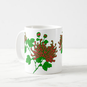 Chinesische Spider Chrysanthemen in Deep Red Kaffeetasse