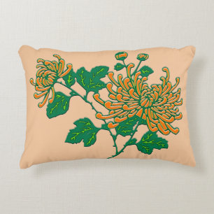 Chinesische Spinnen-Chrysanthemen - Mandarinorange Zierkissen
