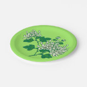 Chinesische Spinnenchrysanthemen - cremig weiß Pappteller (Schrägansicht)