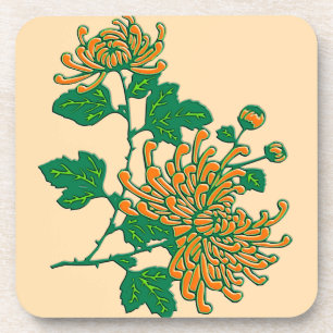 Chinesische Spinnenchrysanthemen - hellorange Getränkeuntersetzer