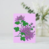 Chinesische Spinnenchrysanthemen - Lavendel Postkarte (Stehend Vorderseite)