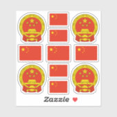 Chinesische Staatssymbole/Wappen und Flagge Aufkleber (Blatt)