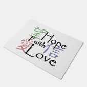 Chinesische Symbole für Liebe, Hoffnung und Glaube Fußmatte (Schrägansicht)