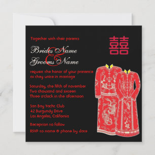 Chinesische Tang-Anzüge Double Happiness Hochzeits Einladung