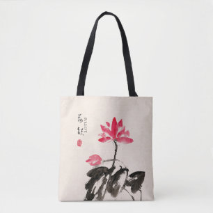 Chinesische Tasche Watercolor Floral Lotus