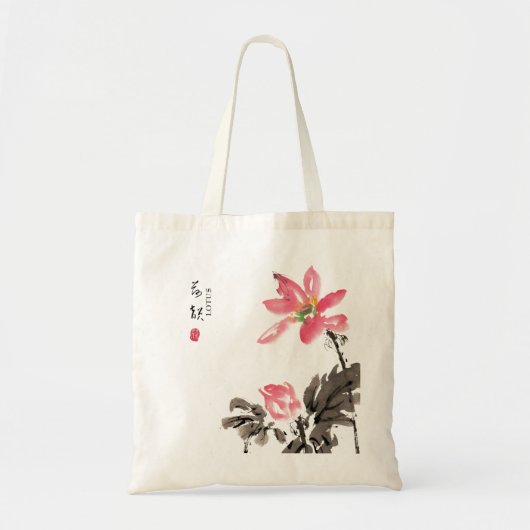 Chinesische Tasche Watercolor Floral Lotus (Vorne)