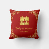 Chinesische Teezeremonie auf der Rose Rot und Gold Kissen (Rückseite)