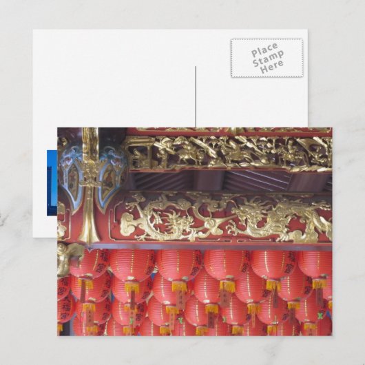 Chinesische Tempellaternen Postkarte (Vorne/Hinten)