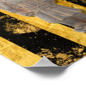 Chinesische Terracotta-Kriegerin Gold Black Wall Poster (Ecke)