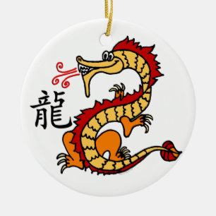 Chinesische Tierkreis-Drache-Verzierung Keramikornament