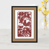 Chinesische Tierkreis-Hahn Papercut Szene Karte (Gelbe Blume)