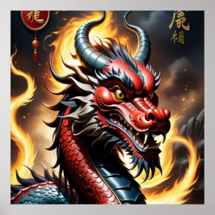 Chinesische Tierkreis-Kunst Jahr des Drachen Reali Poster