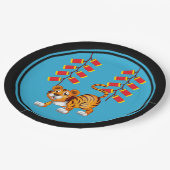 Chinesische Tiger- und Chinesische Feuerwehr Pappteller (Schrägansicht)