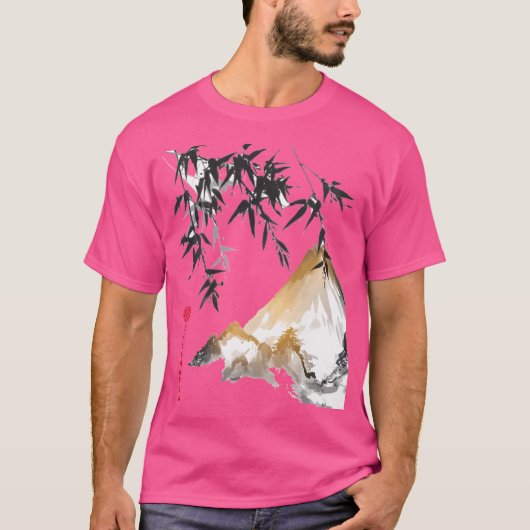 Chinesische Tinte - Berglandschaft mit Bauch T-Shirt (Vorderseite)