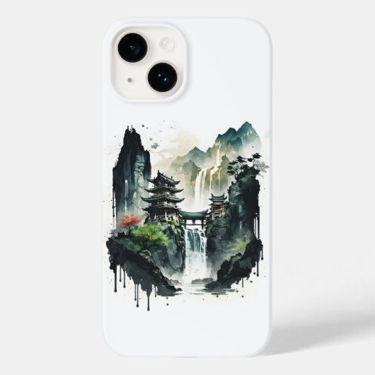 Chinesische Tintenlandschaft mit Wasserfall Case-Mate iPhone Hülle (Rückseite)