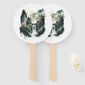 Chinesische Tintenlandschaft mit Wasserfall Fächer (Vorne und Hinten)