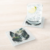 Chinesische Tintenlandschaft mit Wasserfall Glasuntersetzer (Schrägansicht)