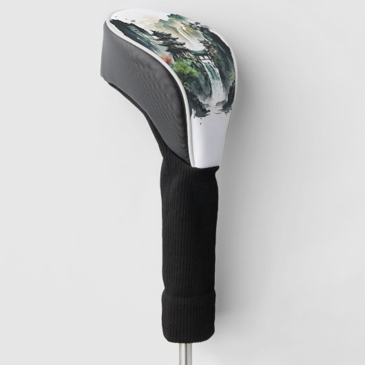 Chinesische Tintenlandschaft mit Wasserfall Golf Headcover (angewinkelt)