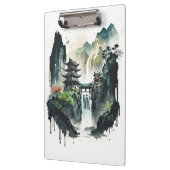 Chinesische Tintenlandschaft mit Wasserfall Klemmbrett (Links)