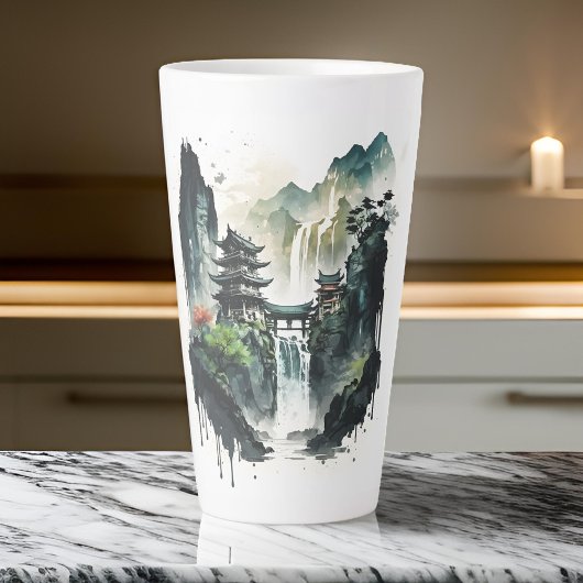 Chinesische Tintenlandschaft mit Wasserfall Milchtasse