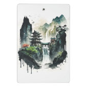 Chinesische Tintenlandschaft mit Wasserfall Mini Klemmbrett (Rückseite)