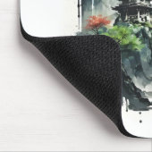 Chinesische Tintenlandschaft mit Wasserfall Mousepad (Ecke)