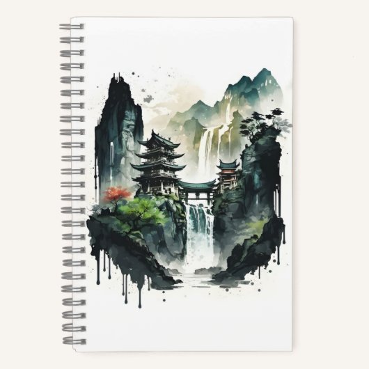 Chinesische Tintenlandschaft mit Wasserfall Notizblock (Vorderseite)