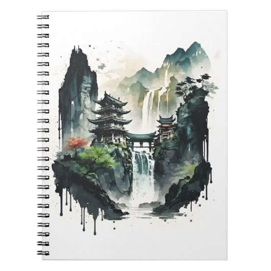 Chinesische Tintenlandschaft mit Wasserfall Notizblock (Vorderseite)