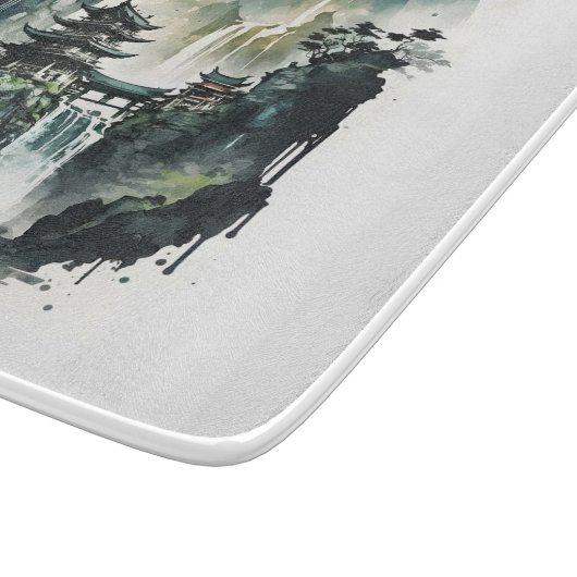 Chinesische Tintenlandschaft mit Wasserfall Schneidebrett (Ecke)