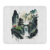 Chinesische Tintenlandschaft mit Wasserfall Schneidebrett (Vorderseite)