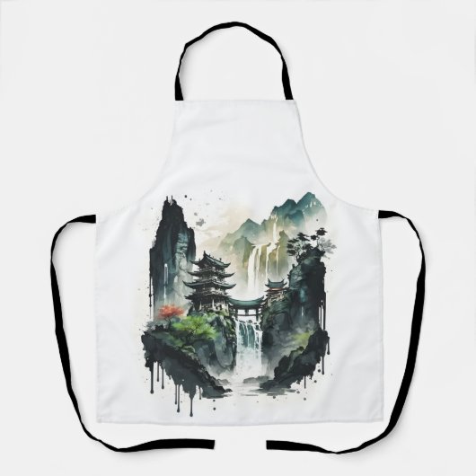 Chinesische Tintenlandschaft mit Wasserfall Schürze (Vorderseite)