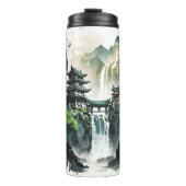 Chinesische Tintenlandschaft mit Wasserfall Thermosbecher (Vorderseite)