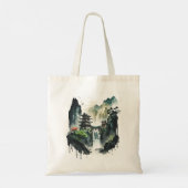 Chinesische Tintenlandschaft mit Wasserfall Tragetasche (Rückseite)