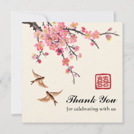 Chinesische Tintenmalerei Blume und Vogelhochzeit Dankeskarte